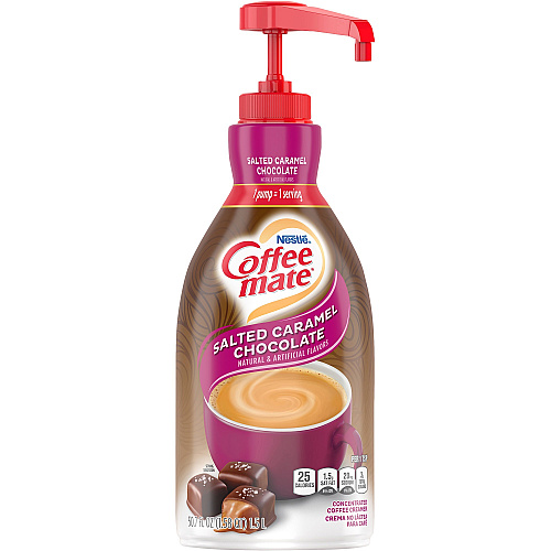 Coffee-mate Coffee mate Salted Caramel Chocolate Liquid Coffee Creamer Pump Bottle Salted Caramel Chocolate Flavor - 50.70 fl oz (1.50 L) - 600 Serving - 2 / Carton (79976CT)