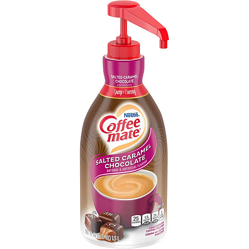 Coffee-mate Coffee mate Salted Caramel Chocolate Liquid Coffee Creamer Pump Bottle Salted Caramel Chocolate Flavor - 50.70 fl oz (1.50 L) - 600 Serving - 2 / Carton (79976CT)