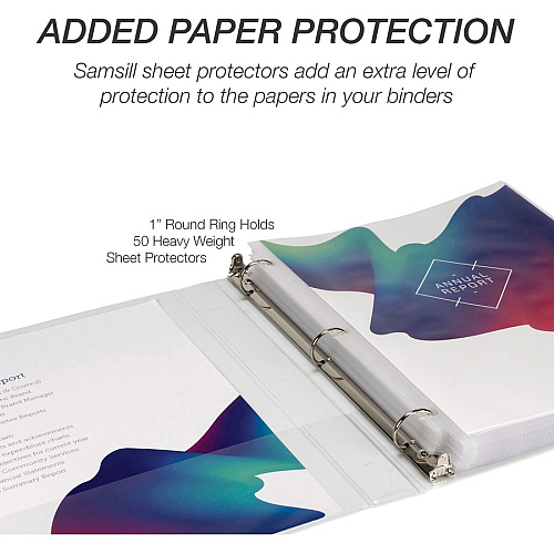 Samsill Economy 1 Inch 3 Ring Binder, Made in the USA, Round Ring Binder, Non-Stick Customizable Cover, White, 12 Pack 1" Binder Capacity - Letter - 8 1/2" x 11" Sheet Size - 100 Sheet Capacity - 3 Ring(s) - Fastener(s): Round Ring - Pocket(s): (I008537C)