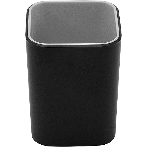 Advantus Fusion Pencil Cup 4" Height x 2.8" Width x 2.8" Depth - Polystyrene - Black, Gray - Sturdy - 1 Each (37680)