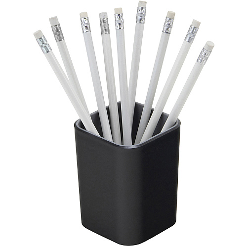 Advantus Fusion Pencil Cup 4" Height x 2.8" Width x 2.8" Depth - Polystyrene - Black, Gray - Sturdy - 1 Each (37680)