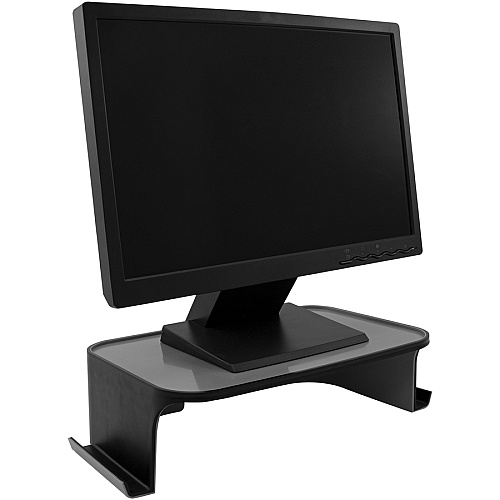 Advantus Monitor Stand 25 lb Load Capacity - 4.50" Height x 9.75" Width - Desktop - Polystyrene - Matte Gray, Matte Black (37685)