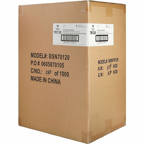Business Source 6-gallon Bin Cross-cut Shredder Non-continuous Shredder - Cross Cut - 16 Per Pass - for shredding Paper, Staples, CD, DVD, Credit Card - P-3 - 8.88" Throat - 10 Minute Run Time - 30 Minute Cool Down Time - 6 gal Wastebin Capacit (BSN70120)