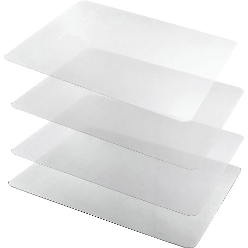 Desktex&reg; Polycarbonate Place Mats (set of 4) - 12" x 18" Rectangular - 12" Width x 18" Length x 0.03100" Depth - Clear Backing - Polycarbonate - Clear - TAA Compliant (FPDE12184RA4)