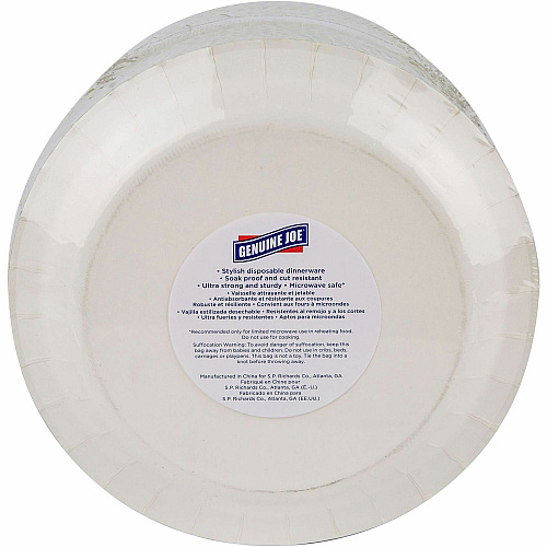 Genuine Joe 10" Printed Paper Plates Disposable - 10" Diameter - Multi - 125 / Pack (GJO10319)