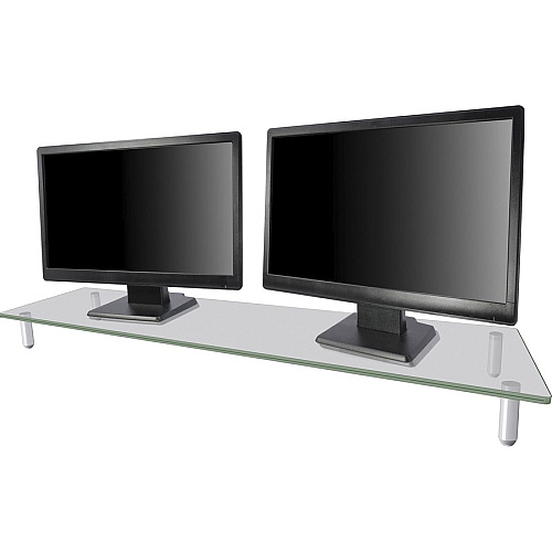 Kantek Glass Monitor Riser 60 lb Load Capacity - 3.25" Height x 39.40" Width x 10.20" Depth - Desktop - Tempered Glass - Clear (MS380)
