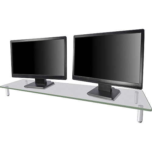 Kantek Glass Monitor Riser 60 lb Load Capacity - 3.25" Height x 39.40" Width x 10.20" Depth - Desktop - Tempered Glass - Clear (MS380)