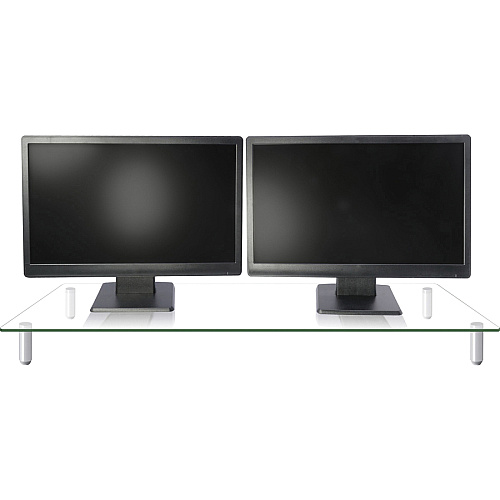 Kantek Glass Monitor Riser 60 lb Load Capacity - 3.25" Height x 39.40" Width x 10.20" Depth - Desktop - Tempered Glass - Clear (MS380)