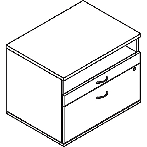 Lorell Relevance Series 2-Drawer File Cabinet Credenza w/Open Shelf 23.1" Height x 29.5" Width x 22" Depth - 2 x File, Storage Drawer(s) - Finish: Walnut Laminate (LLR16231)