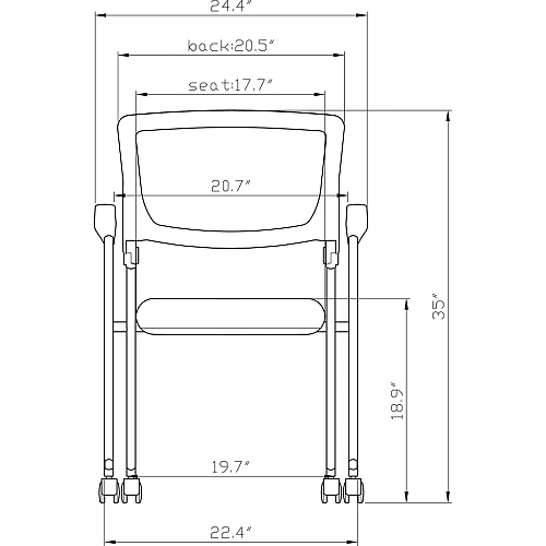 Lorell Mobile Mesh Back Nesting Chairs with Arms Black Seat Color - Fabric Seat Material - Metal Frame Material - 2 / Carton (LLR41845)