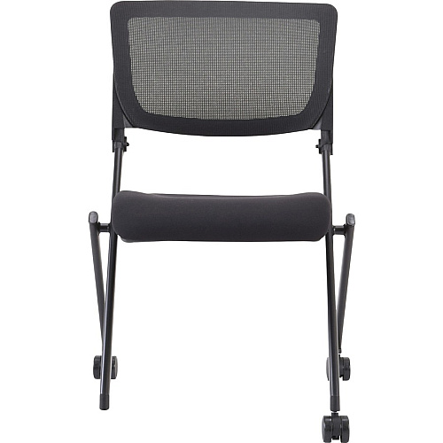 Lorell Mobile Mesh Back Nesting Chairs Black Seat Color - Fabric Seat Material - Metal Frame Material - 2 / Carton (LLR41846)
