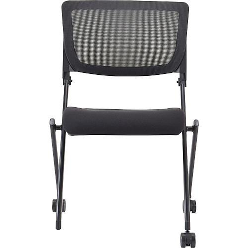 Lorell Mobile Mesh Back Nesting Chairs Black Seat Color - Fabric Seat Material - Metal Frame Material - 2 / Carton (LLR41846)
