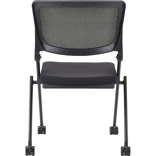 Lorell Mobile Mesh Back Nesting Chairs Black Seat Color - Fabric Seat Material - Metal Frame Material - 2 / Carton (LLR41846)