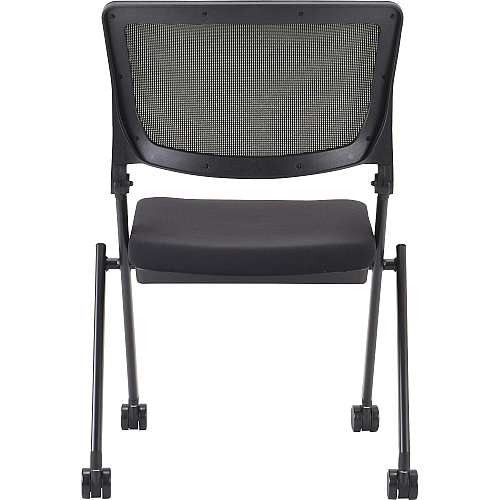 Lorell Mobile Mesh Back Nesting Chairs Black Seat Color - Fabric Seat Material - Metal Frame Material - 2 / Carton (LLR41846)