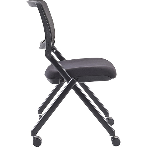 Lorell Mobile Mesh Back Nesting Chairs Black Seat Color - Fabric Seat Material - Metal Frame Material - 2 / Carton (LLR41846)