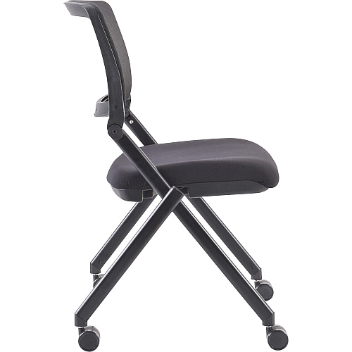 Lorell Mobile Mesh Back Nesting Chairs Black Seat Color - Fabric Seat Material - Metal Frame Material - 2 / Carton (LLR41846)