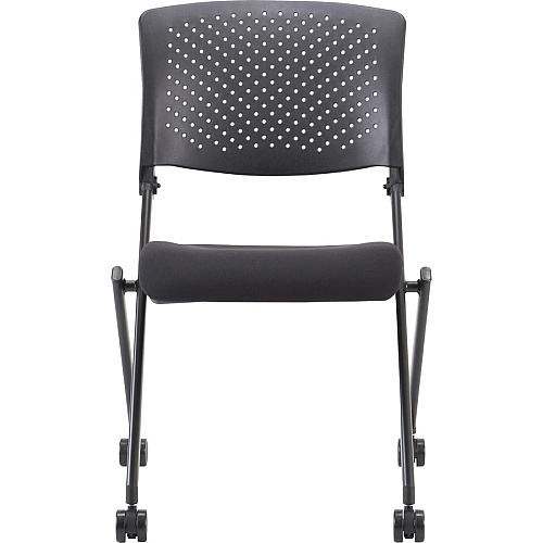 Lorell Upholstered Foldable Nesting Chairs Black Seat Color - Fabric Seat Material - Black Back Color - Plastic Back Material - Metal Frame Material - 2 / Carton (LLR41848)