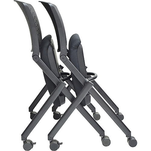Lorell Upholstered Foldable Nesting Chairs Black Seat Color - Fabric Seat Material - Black Back Color - Plastic Back Material - Metal Frame Material - 2 / Carton (LLR41848)
