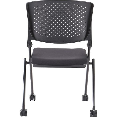 Lorell Upholstered Foldable Nesting Chairs Black Seat Color - Fabric Seat Material - Black Back Color - Plastic Back Material - Metal Frame Material - 2 / Carton (LLR41848)