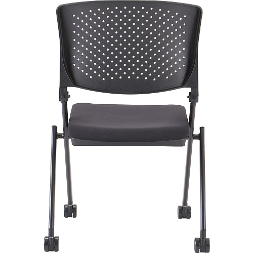 Lorell Upholstered Foldable Nesting Chairs Black Seat Color - Fabric Seat Material - Black Back Color - Plastic Back Material - Metal Frame Material - 2 / Carton (LLR41848)