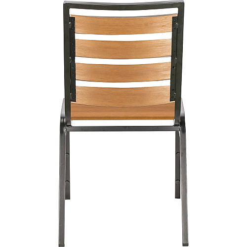 Lorell Faux Wood Outdoor Chairs Teak Seat Color - Faux Wood Seat Material - Teak Back Color - Faux Wood Back Material - Four-legged Base - 4 / Carton (LLR42685)