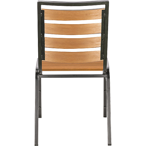 Lorell Faux Wood Outdoor Chairs Teak Seat Color - Faux Wood Seat Material - Teak Back Color - Faux Wood Back Material - Four-legged Base - 4 / Carton (LLR42685)