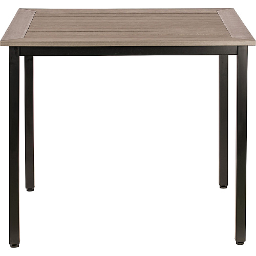 Lorell Faux Wood Outdoor Table Charcoal Square Top - Black Four Leg Base - 4 Legs - 36.60" Table Top Length x 36.60" Table Top Width - 30.75" Height - Assembly Required - Faux Wood Top Material - 1 Each (LLR42686)