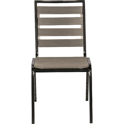 Lorell Faux Wood Outdoor Chairs Charcoal Gray Seat Color - Faux Wood Seat Material - Charcoal Gray Back Color - Faux Wood Back Material - Four-legged Base - 4 / Carton (LLR42687)
