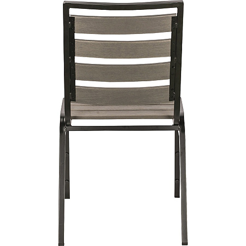 Lorell Faux Wood Outdoor Chairs Charcoal Gray Seat Color - Faux Wood Seat Material - Charcoal Gray Back Color - Faux Wood Back Material - Four-legged Base - 4 / Carton (LLR42687)