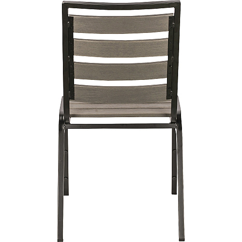 Lorell Faux Wood Outdoor Chairs Charcoal Gray Seat Color - Faux Wood Seat Material - Charcoal Gray Back Color - Faux Wood Back Material - Four-legged Base - 4 / Carton (LLR42687)