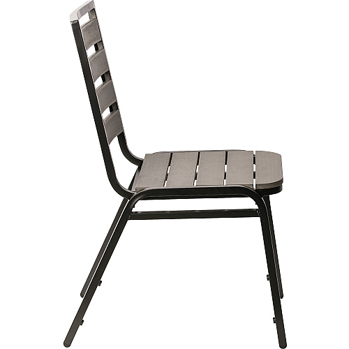 Lorell Faux Wood Outdoor Chairs Charcoal Gray Seat Color - Faux Wood Seat Material - Charcoal Gray Back Color - Faux Wood Back Material - Four-legged Base - 4 / Carton (LLR42687)