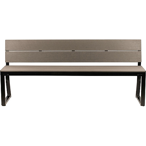 Lorell Faux Wood Outdoor Bench With Backrest Charcoal Seat Color - Faux Wood, Polystyrene Seat Material - Charcoal Back Color - Faux Wood, Polystyrene Back Material - 1Each (LLR42691)