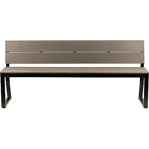 Lorell Faux Wood Outdoor Bench With Backrest Charcoal Seat Color - Faux Wood, Polystyrene Seat Material - Charcoal Back Color - Faux Wood, Polystyrene Back Material - 1Each (LLR42691)
