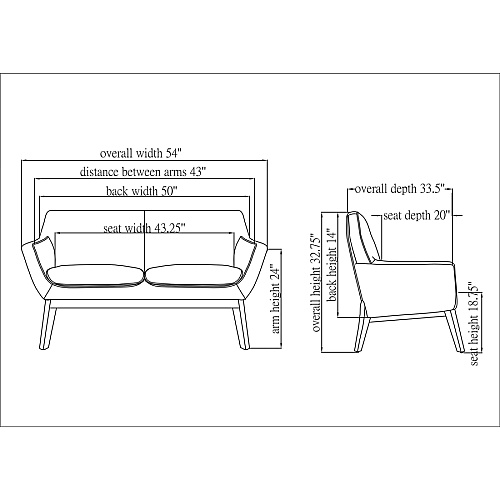Lorell Quintessence Collection Loveseat 32.8" Height x 19.8" Width x 53.1" Length - Finish: Black (LLR68959)