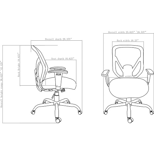 SOHO SOHO Big & Tall Mesh Back Chair Black Seat Color - Fabric Seat Material - Black Back Color - 5-star Base - 1 Each (LLR81804)