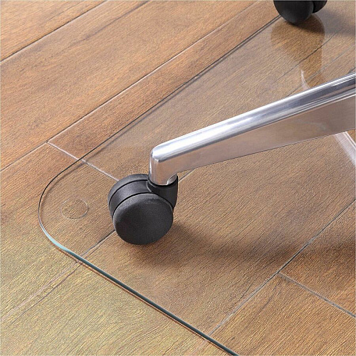 Lorell Tempered Glass Chairmat Carpet, Hardwood Floor, Marble - 50" Length x 44" Width x 0.250" Thickness - Rectangular - Tempered Glass - Clear - 1 Each (LLR82834)