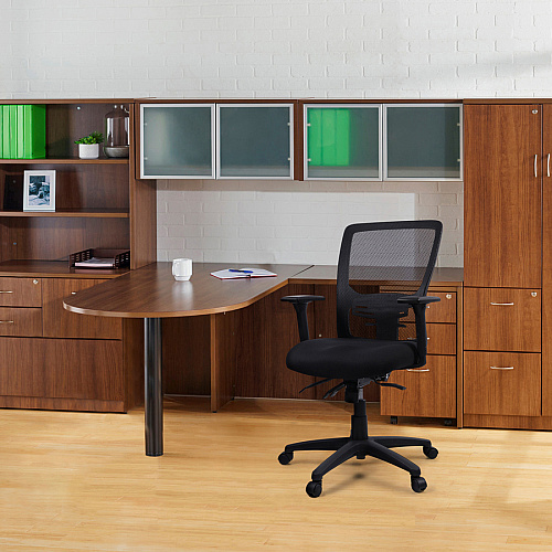 Lorell Ratchet High-back Mesh Chair Black Seat Color - Black Back Color - Mesh Back Material - High Back - 5-star Base - 1 Each (LLR86220)