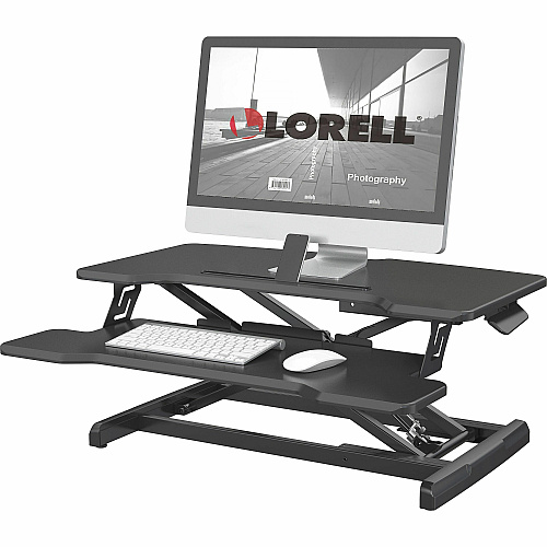 Lorell X-type Slim Desk Riser 19 lb Load Capacity - 16.50" Height x 20" Width - Desktop - Black (LLR99539)