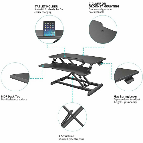 Lorell X-type Slim Desk Riser 19 lb Load Capacity - 16.50" Height x 20" Width - Desktop - Black (LLR99539)