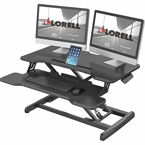 Lorell X-type Slim Desk Riser 19 lb Load Capacity - 16.50" Height x 20" Width - Desktop - Black (LLR99539)