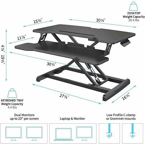 Lorell X-type Slim Desk Riser 19 lb Load Capacity - 16.50" Height x 20" Width - Desktop - Black (LLR99539)
