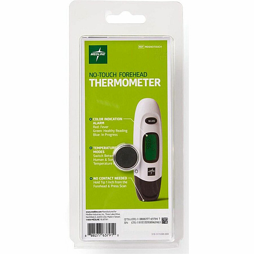 Medline No Touch Forehead Thermometer Reusable, Dual Dial, Infrared - For Home, Forehead, Clinical - White (MDSNOTOUCH)