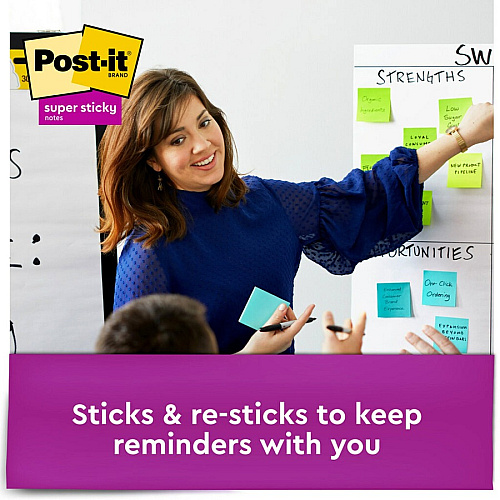 Post-it&reg; Super Sticky Notes Cube 3" Flag/Note Width x 3" Flag/Note Length - Square - 360 Sheets per Pad - Guava, Acid Lime, Aqua Splash - Paper - Sticky, Recyclable - 1 Pack (2027SSGFA)
