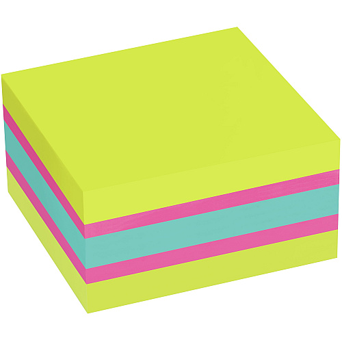 Post-it&reg; Super Sticky Notes Cube 3" Flag/Note Width x 3" Flag/Note Length - Square - 360 Sheets per Pad - Guava, Acid Lime, Aqua Splash - Paper - Sticky, Recyclable - 1 Pack (2027SSGFA)