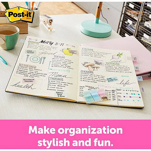 Post-it&reg; Printed Flags 60 x Assorted Pastel - 1" Flag/Note Width x 1 3/4" Flag/Note Length - 30 Sheets per Pad - Green, Blue, Pink - Self-adhesive, Sticky, Removable, Writable - Dispenser Included - 60 / Pack (682GRDNT)