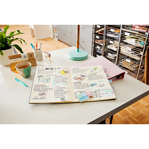 Post-it&reg; Printed Flags 60 x Assorted Pastel - 1" Flag/Note Width x 1 3/4" Flag/Note Length - 30 Sheets per Pad - Green, Blue, Pink - Self-adhesive, Sticky, Removable, Writable - Dispenser Included - 60 / Pack (682GRDNT)