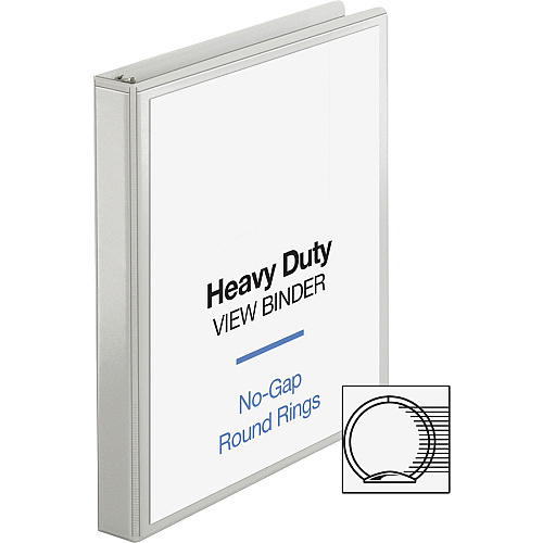 Business Source Heavy-duty View Binder 1" Binder Capacity - Letter - 8 1/2" x 11" Sheet Size - 225 Sheet Capacity - Fastener(s): Round Ring - Pocket(s): 2, Internal - Polypropylene-covered Chipboard - White - Wrinkle-free, Non-glare, Ink-transf (BSN19601)