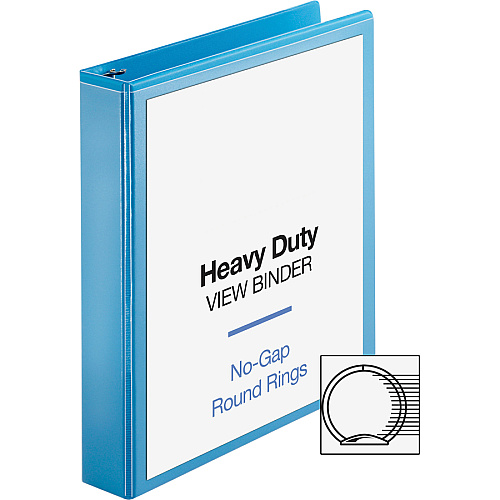 Business Source Heavy-duty View Binder 1 1/2" Binder Capacity - Letter - 8 1/2" x 11" Sheet Size - 350 Sheet Capacity - Fastener(s): Round Ring - Pocket(s): 2, Internal - Polypropylene-covered Chipboard - Light Blue - Wrinkle-free, Non-glare, I (BSN19652)