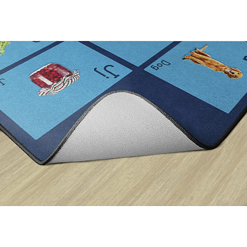 Flagship Carpets See My Alphabet Classroom Rug Floor Rug - 12 ft Length x 93" Width x 0.50" Thickness - Rectangle - Blue - Yarn - 1 Each (FA101844FS)
