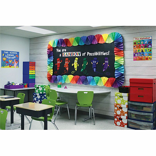 Fadeless Shiplap Design Board Art Paper Fun and Learning, Classroom, Bulletin Board, Display, Craft, Art, Table Skirting, Decoration - 48" Height x 2" Width x 50 ft Length - Assorted - 1 Roll (56795)